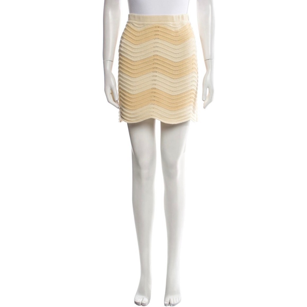Reformation Cream Beige Chevron Knit Mini Skirt XL